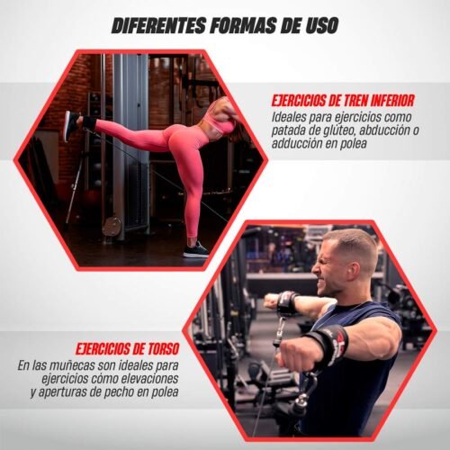 diferentes formas de uso de las tobilleras para poleas