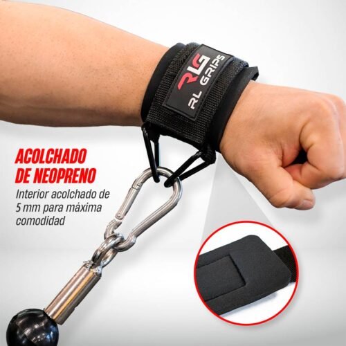 detalle destacado muñequera ara poleas gym rl grips